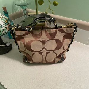 COACH BAG BEIGE W DK BROWN ACCENTS HO773